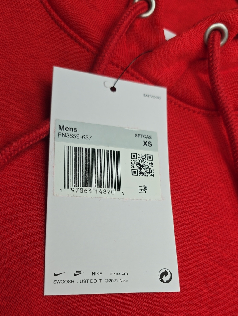 Nike Red Pullover Hoodie with White Swoosh - Picture 2 of 4